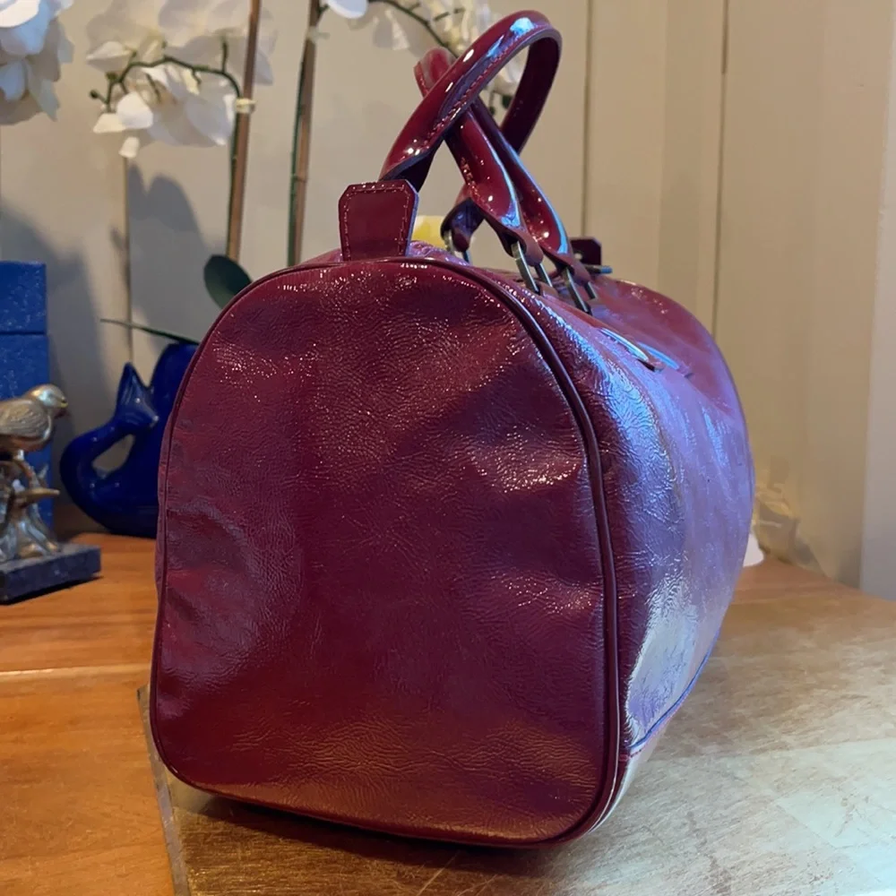 Longchamp Legende Top Handle Boston Bag Satchel in Red Verni Patent Leather